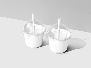 Empty Drink Plastic Cup With White Label Mockup 3D