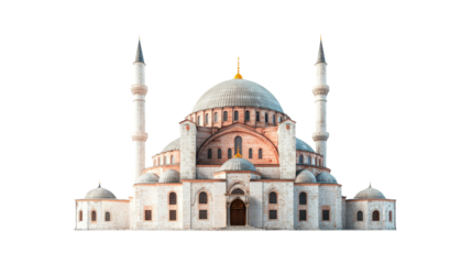 Mosque with minarets and domes Isolated