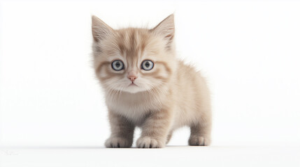 Obraz premium A kitten is lying on a white surface with its eyes closed