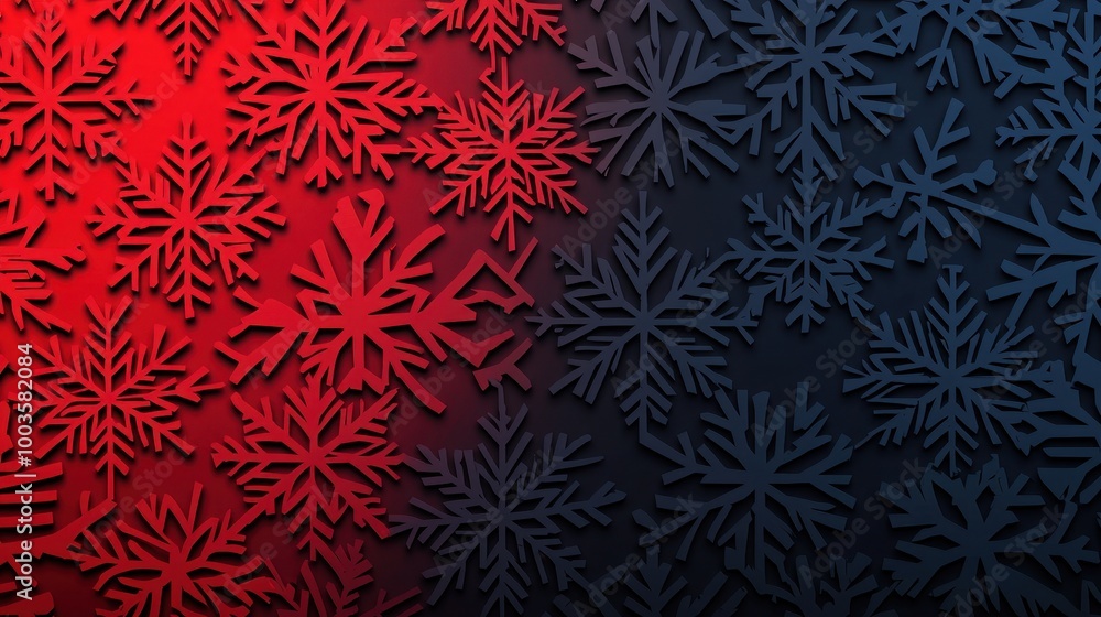 Poster A visually striking background featuring intricate snowflake patterns in red and dark blue hues.