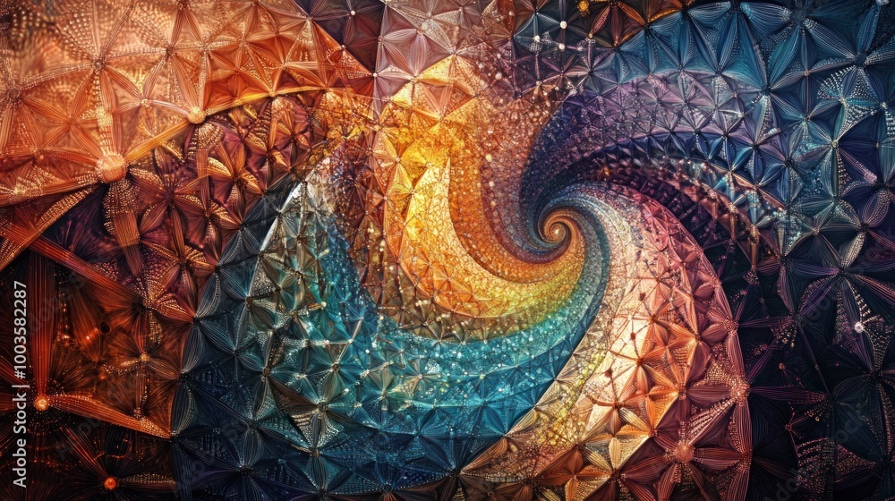 Poster abstract spiral of color and geometric patterns