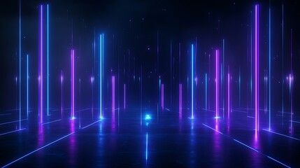 Futuristic glowing neon lines in deep space, creating a vibrant and dynamic visual effect.