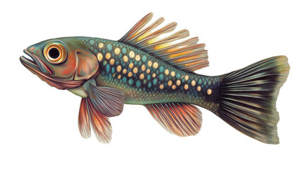 Fototapeta premium Arctic Grayling chromolithograph on a white background