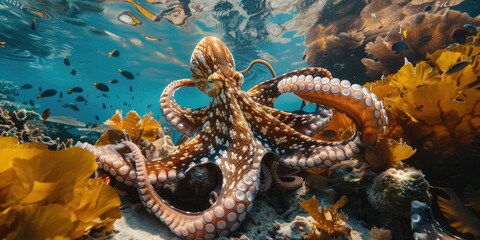 Fototapeta premium Underwater image of a typical octopus