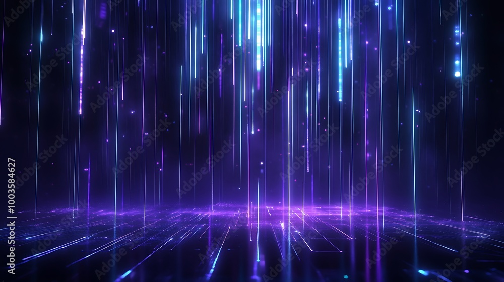 Poster vibrant digital background with neon lines creating a futuristic atmosphere, perfect for technology 