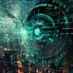 Obraz premium Surrealistic depiction of cyber security concepts.