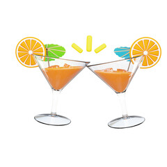 3D cocktail with orange Juice
