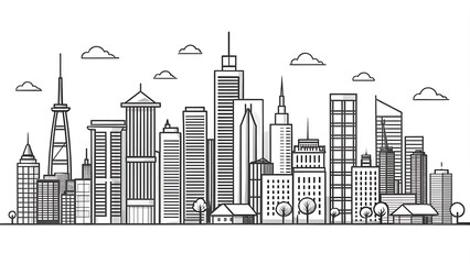 Fototapeta premium City skyline drawing trend