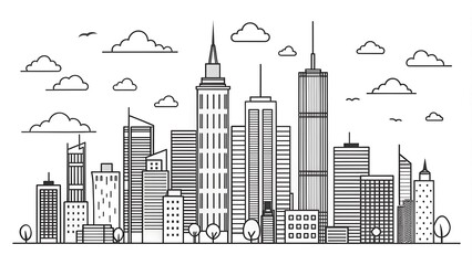 Fototapeta premium City skyline drawing trend