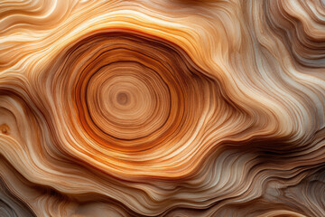 A close-up of swirling patterns in wood, resembling the cross-sections of tree rings, evoking nature's organic beauty and depth. Created with Ai