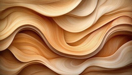  Abstract background with a wood grain texture, organic shapes, and curves. Abstract wavy pattern in light brown and beige colors. Created with Ai