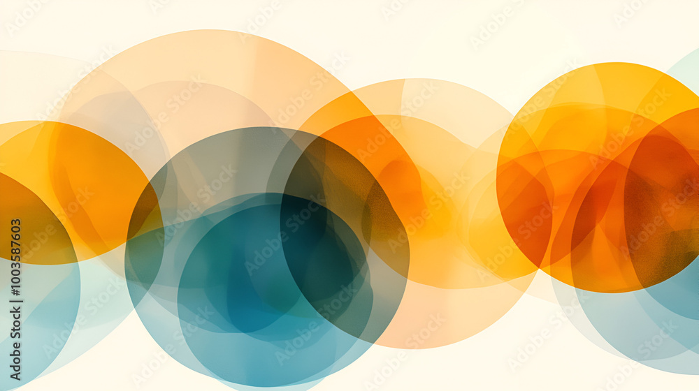 Aufkleber abstract composition of colorful overlapping circles in warm tones with a light background creating 
