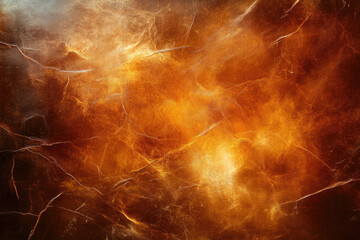  Dark fantasy digital art depicting the cracked surface of an alien planet, glowing with golden light and smoke, with intricate patterns of cracks that resemble spider webs. Created with Ai 