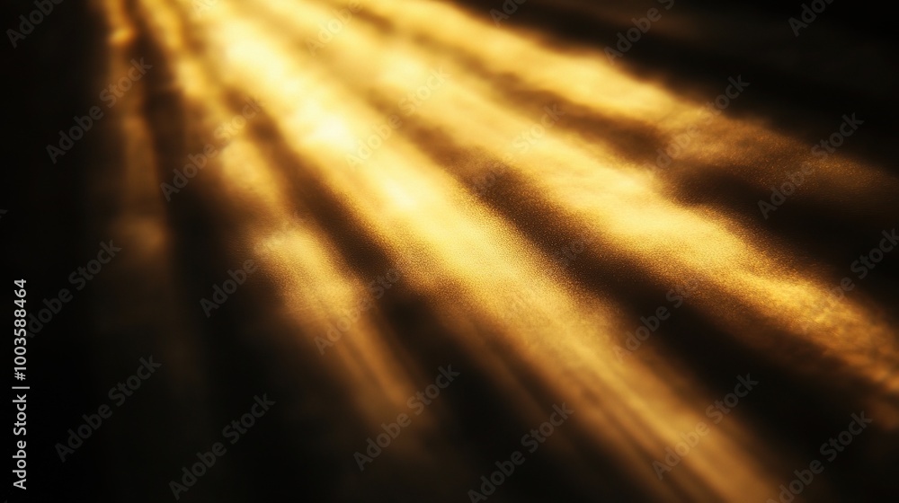 Wall mural Golden Light Rays Streaming Through Darkness