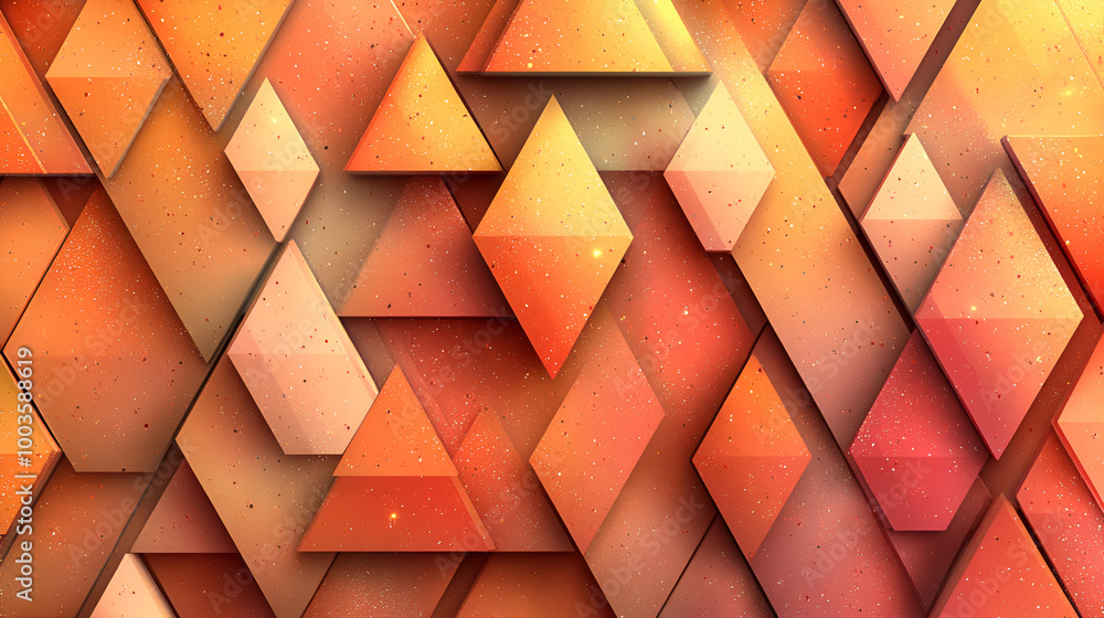 Aufkleber geometric pattern of orange and peach shapes creating an abstract design with depth and texture in a