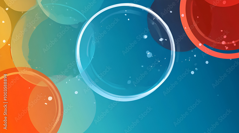 Aufkleber abstract colorful bubble background with vibrant circles floating on a blue backdrop