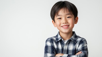 Asian boy on isolated white background