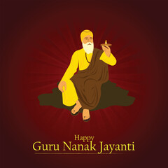 Baba Nanak illustration for Gurpurab Festival, Guru Nanak Jayanti greetings