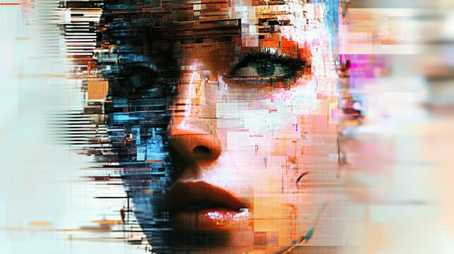 Exploring the unique aesthetics of pixelated glitch art in modern face recognition technology