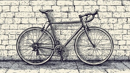 Vintage Aesthetic Bicycle Parked Against Brick Wall Depicting Minimalist Design and Simplicity