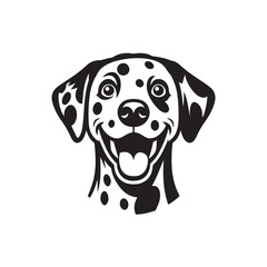 Dalmatian Dog Face Clipart Design - Dog Face Logo - Dalmatian Vector illustration in black and white
