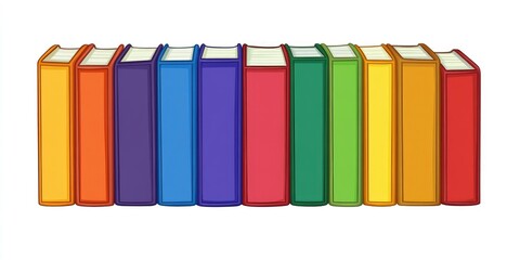 Naklejka premium A representation of a rainbow book stack with distinct colored spines.