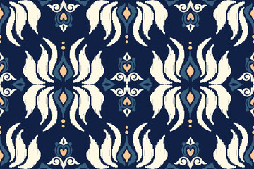 Ikat geometric folklore ornament. Oriental vector damask pattern. Ancient art of Arabesque. Tribal ethnic texture. Spanish motif on the carpet. Aztec style. Indian rug. Gypsy, Mexican embroidery.