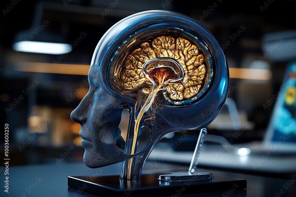 Aufkleber Interactive 3D model of the cochlea, showing detailed internal structures in a dynamic, animated visualization of the earâ€™s inner anatomy