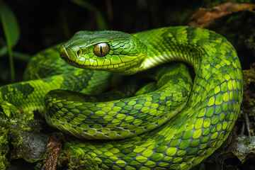 Green viper snake