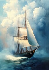 Fototapeta premium An artistic depiction of a sailboat in motion.