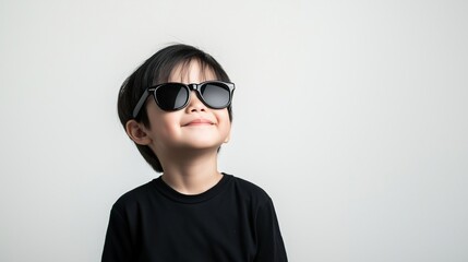 Asian boy wearing black sunglasses