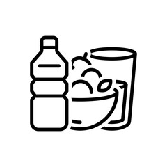 Black line icon for water rich food