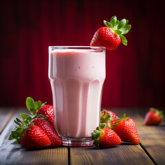 Fresh Strawberry Protein Shake, Fitness Drink 