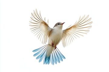 Obraz premium A flying bird with a clean, white background.