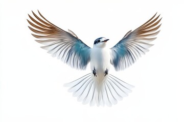 Obraz premium A bird gliding through a bright white atmosphere.