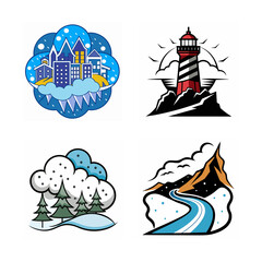 4 icon set of Blizzard graphic vector