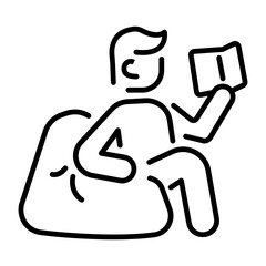 A person reading a book, line style icon 