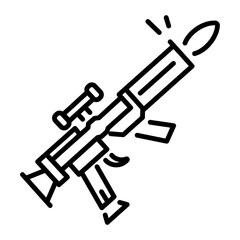 Rocket launcher icon in linear style 