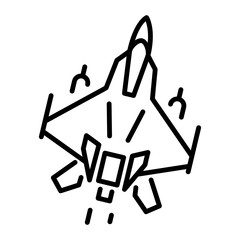 Army jet icon in outline style 