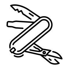 Swiss knife icon in outline style 