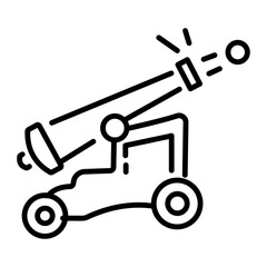 Military cannon icon in line style 