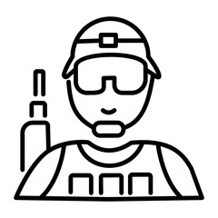 Soldier icon in linear style 