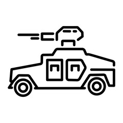 Military transport icon in outline style