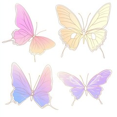 Fototapeta premium Unique PNG clipart collection of flying butterflies with a soft gradient finish.