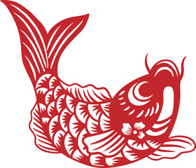 Chinese New Year koi fish paper cut window decoration