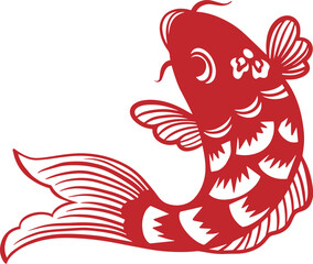 Chinese New Year koi fish paper cut window decoration