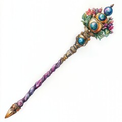 Ornate decorative scepter with jewels and floral designs.