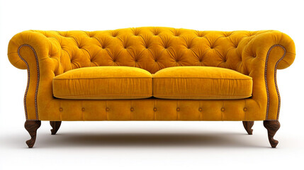 A stylish yellow tufted sofa, perfect for adding elegance and comfort to any living space.