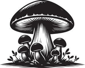 Mushroom plant silhouette vector illustration isolated on a white background