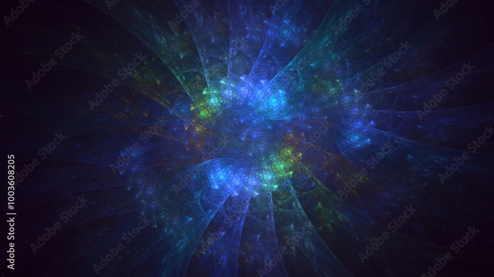 Aufkleber 3d manual rendering abstract fantasy light fractal background. its not ai generatd illustration.